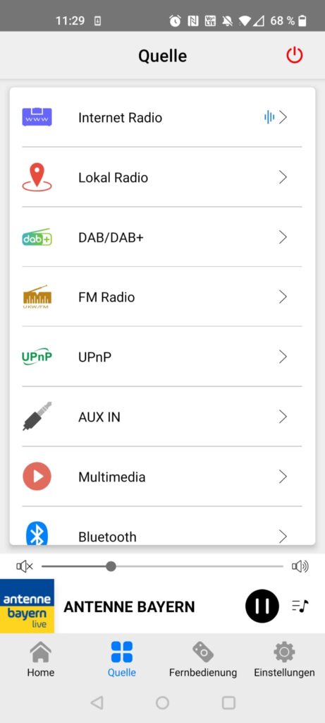 Telestar TOP 250 Internetradio App Quellenauswahl
