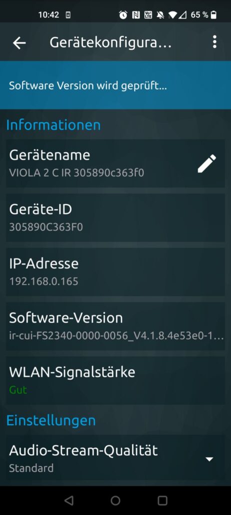 TechniSat VIOLA 2 C IR Internetradio App Gerätekonfiguration