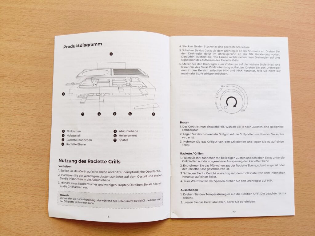 Klamer 1500 Raclette Bedienungsanleitung innen