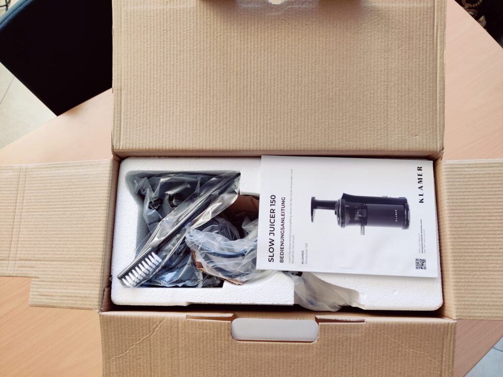 Klamer 150 Slow-Juicer Verpackung von oben