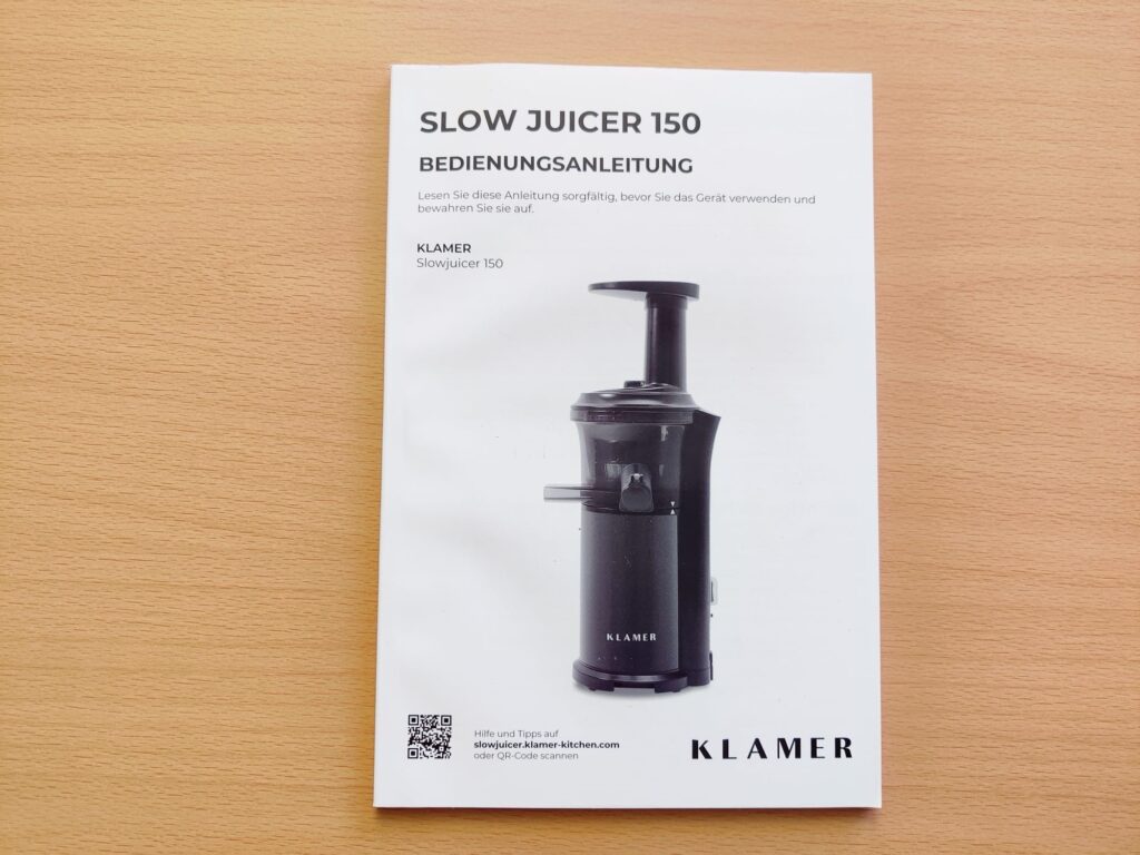 Klamer 150 Slow-Juicer Bedienungsanleitung