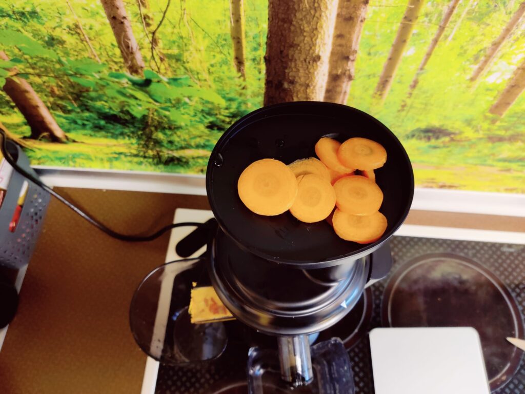 Klamer 150 Slow-Juicer Möhren im Deckel