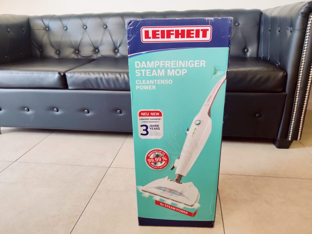 Leifheit CleanTenso Power 2.0 Dampfreiniger Verpackung seitlich