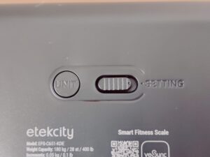 Etekcity EFS-C651-KDE Personenwaage Tasten Rückseite