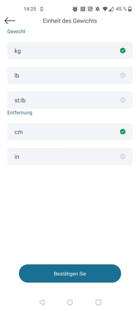 NUTRI FIT iF1122D Personenwaage App Einheitsauswahl