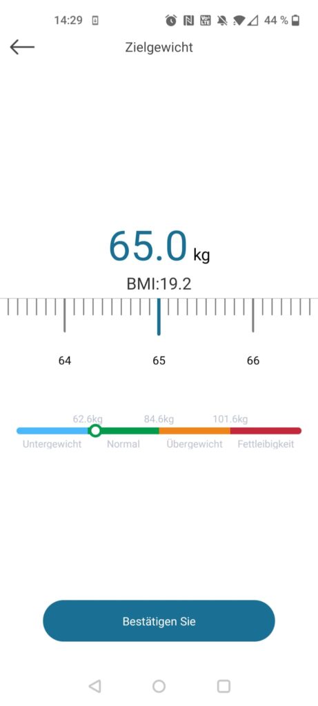 NUTRI FIT iF1122D Körperfettwaage App Zielgewicht