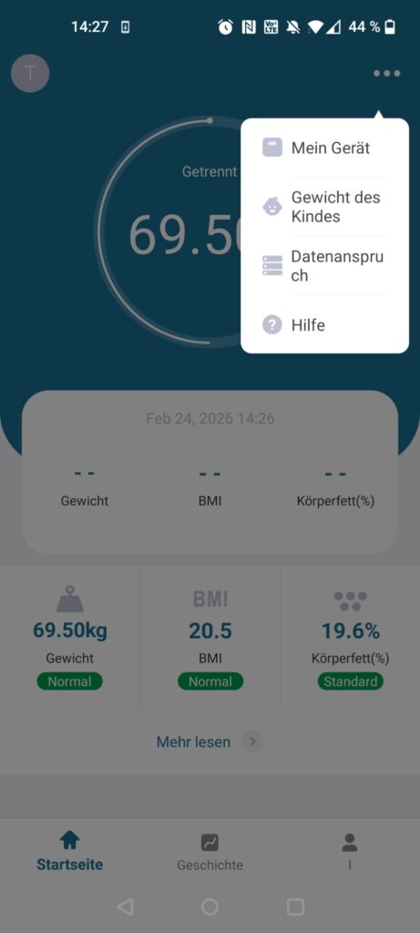 NUTRI FIT iF1122D Körperfettwaage App Funktionen
