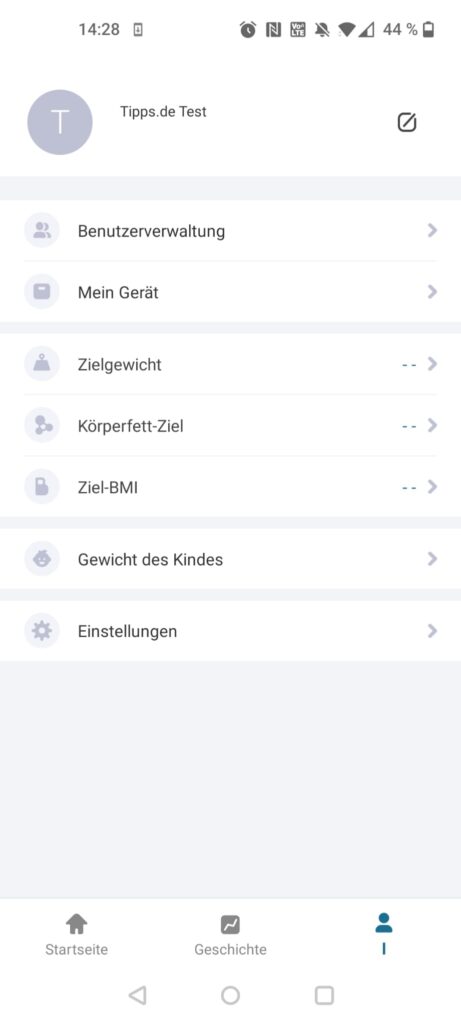 NUTRI FIT iF1122D Körperfettwaage App Einstellungen