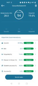 NUTRI FIT iF1122D Personenwaage App Gesundheitsbericht