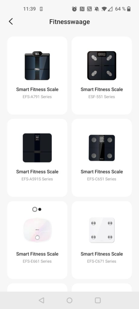 Etekcity EFS-C651-KDE Körperfettwaage App Geräteauswahl