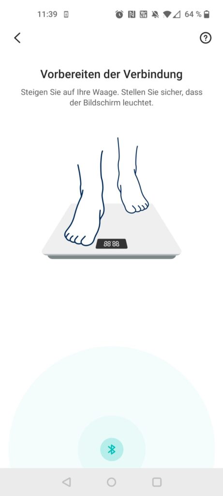Etekcity EFS-C651-KDE Körperfettwaage App Verbindungsvorbereitung