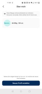 Etekcity EFS-C651-KDE Körperfettwaage App Profil