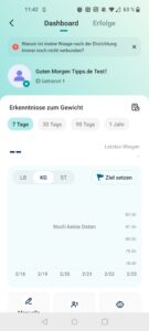Etekcity EFS-C651-KDE Körperfettwaage App Dashboard