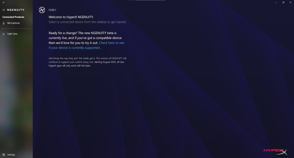 HyperX QuadCast 2 S Mikrofon NGENUITY-Software Startseite