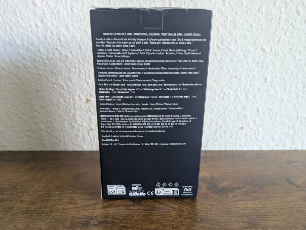 Verpackung des King C. Gillette Bartschneiders von hinten