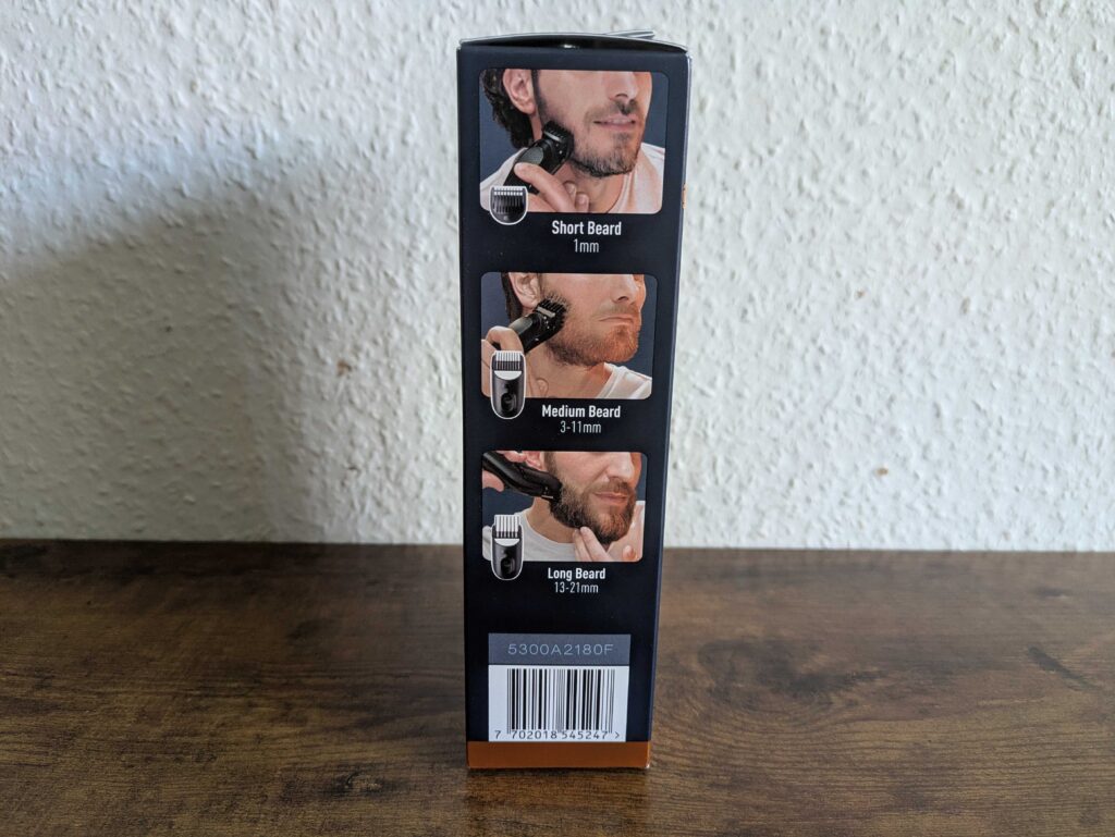 Verpackung des King C. Gillette Bartschneiders von rechts