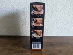 Verpackung des King C. Gillette Bartschneiders von rechts