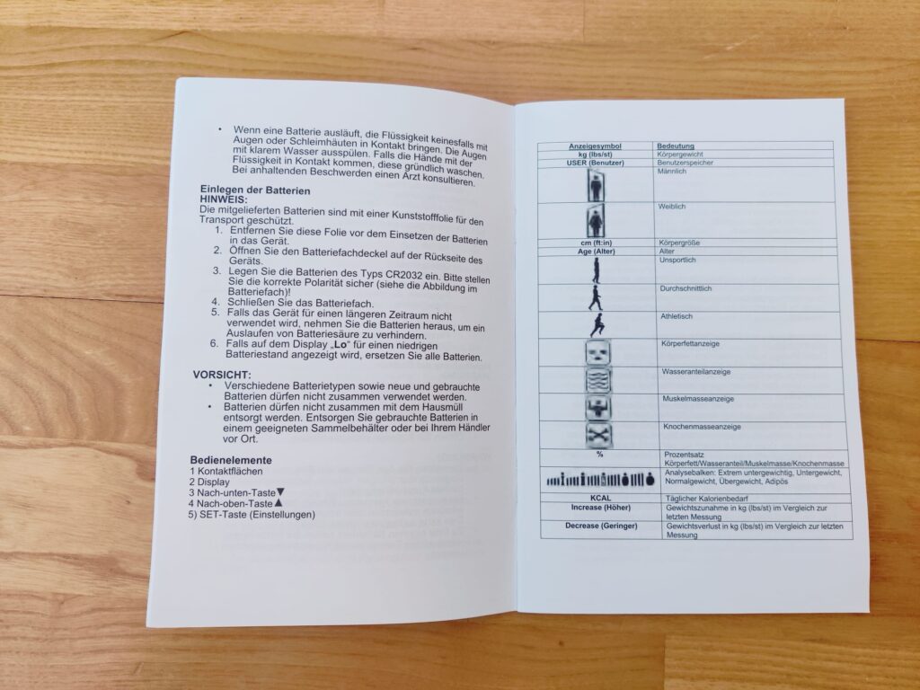 Grundig 18682 Körperfettwaage Bedienungsanleitung innen