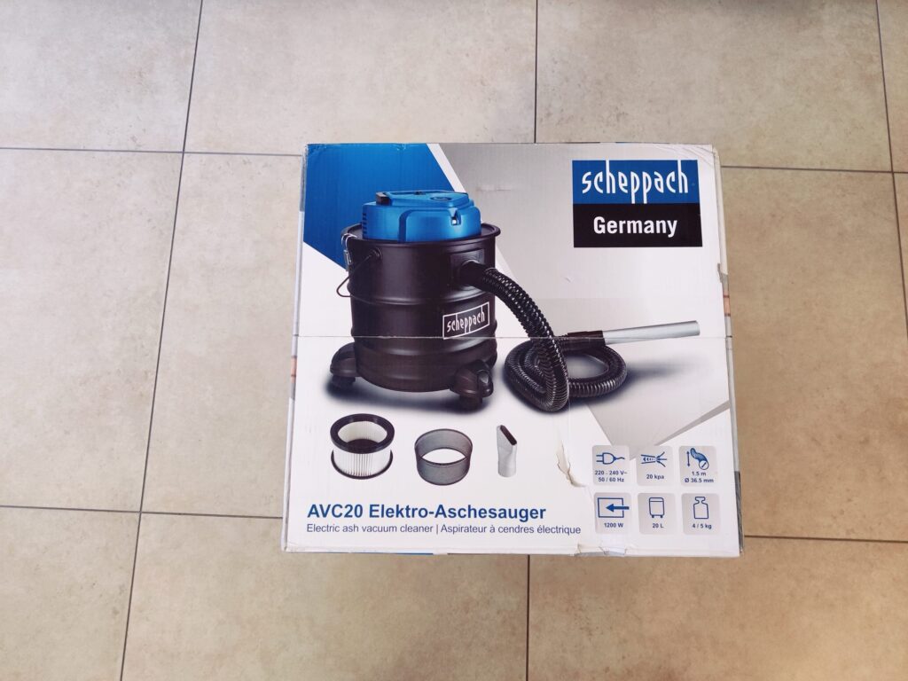 Scheppach AVC20 Aschesauger Verpackung von oben