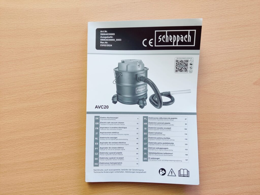 Scheppach AVC20 Aschesauger Bedienungsanleitung
