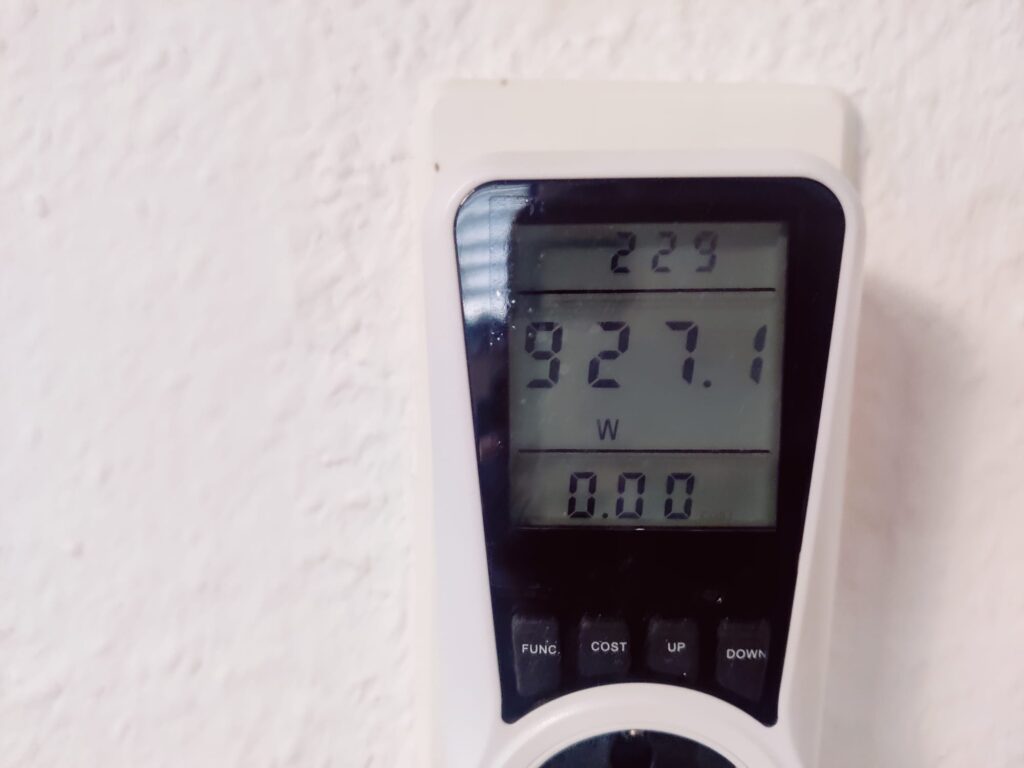 Scheppach AVC20 Aschesauger Stromverbrauch auf höchster Stufe