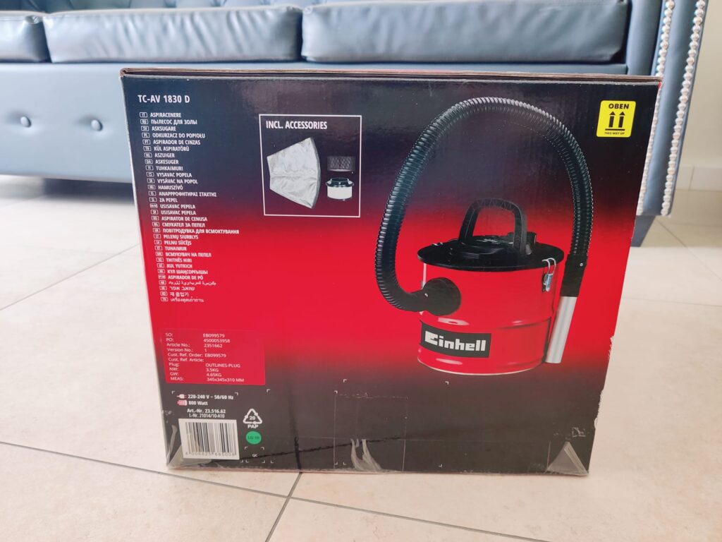 Einhell TC-AV 1830 D Aschesauger Verpackung seitlich