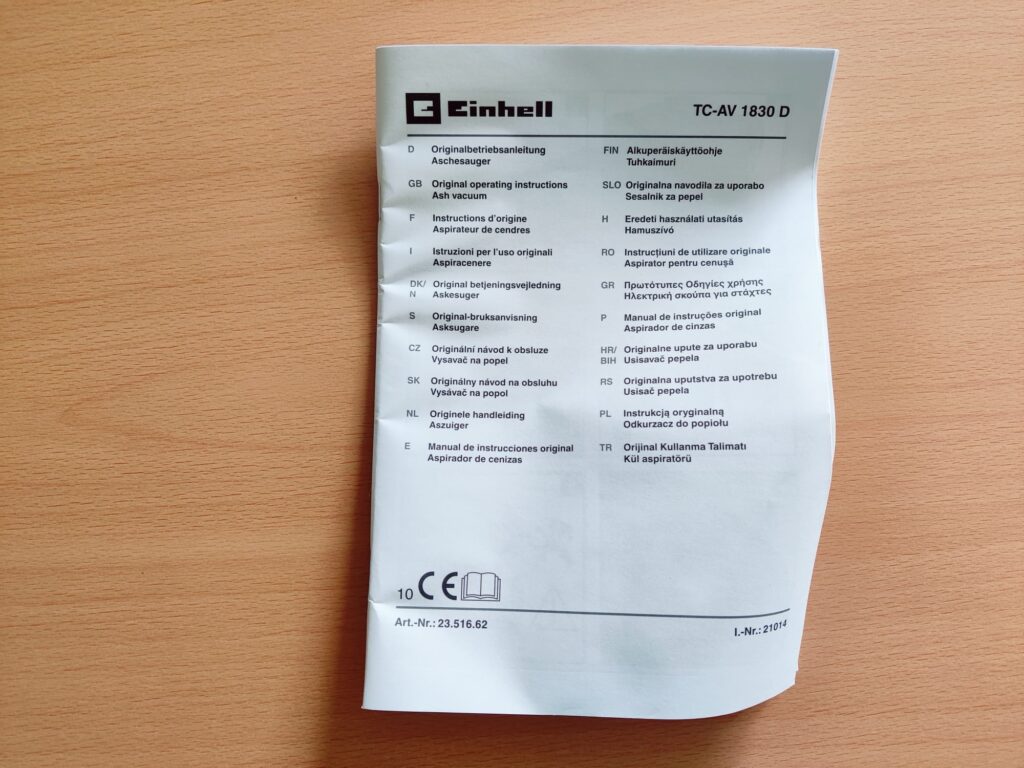 Einhell TC-AV 1830 D Aschesauger Bedienungsanleitung