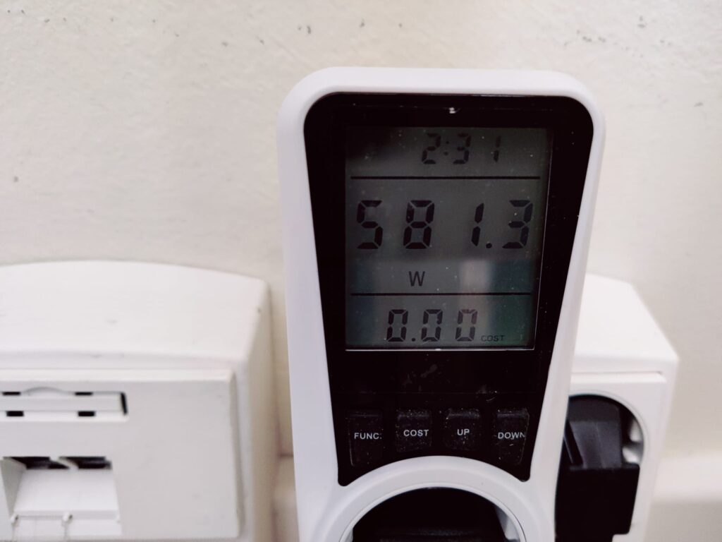 Bikain DI600P Aschesauger Stromverbrauch auf höchster Stufe