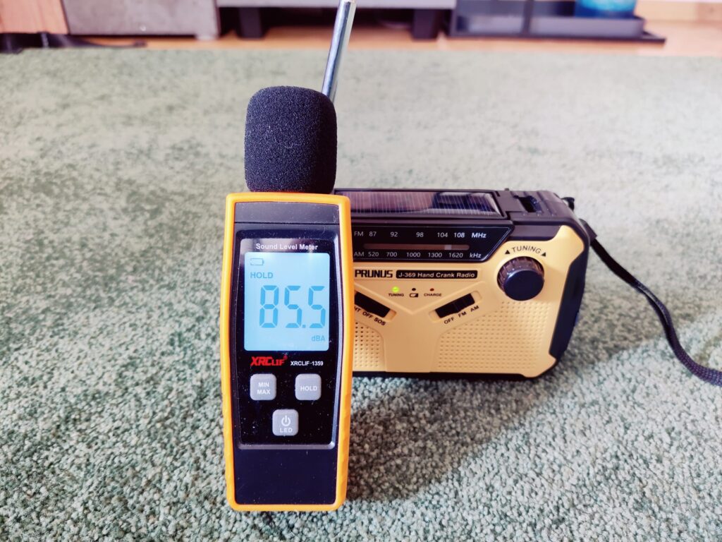 Prunus J-369 Kurbelradio Lautstärke höchste Stufe