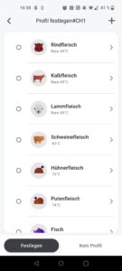 BFOUR BF-30 Pro Grillthermometer App Fleischstufe wählen