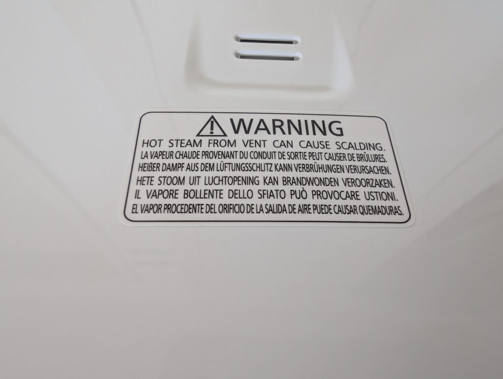 Panasonic SR-DA152WXE Reiskocher Warnhinweis