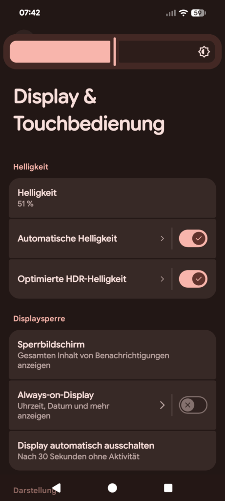Smartphone-Akku Display Einstellungen Android
