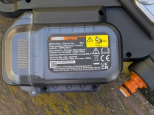 WORX WG633E Hydroshot Akku-Hochdruckreiniger Typschild