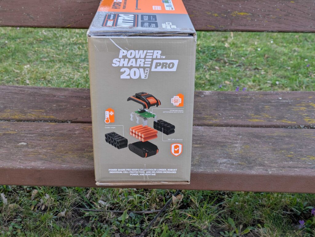 WORX WG633E Hydroshot Akku-Hochdruckreiniger Verpackung von rechts