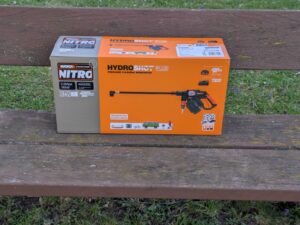 WORX WG633E Hydroshot Akku-Hochdruckreiniger Verpackung von vorne