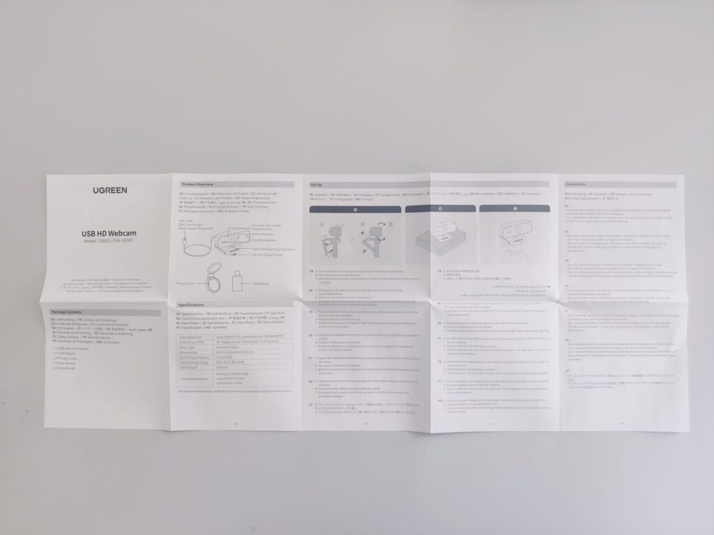 UGREEN 65381 Webcam Bedienungsanleitung aufgeklappt