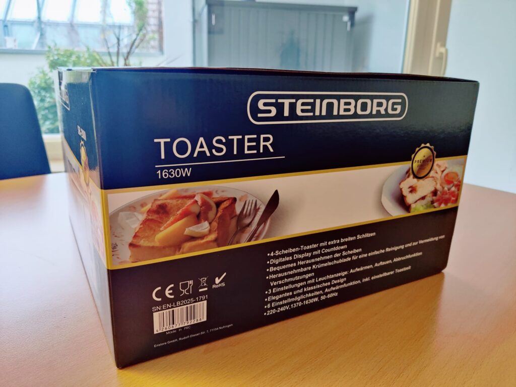 Steinborg SB-2080 Toaster Verpackung Aufdruck